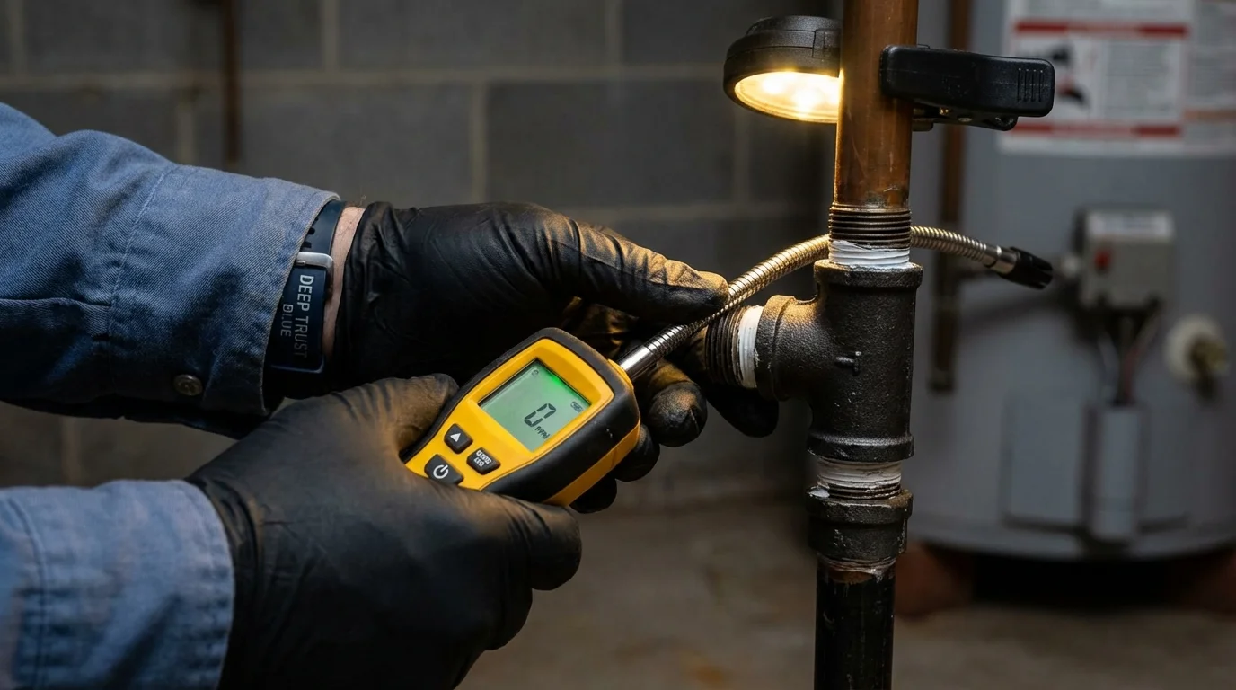 Gas leak detection with electronic sniffer by Johns Plumbing LLC in Beachwood