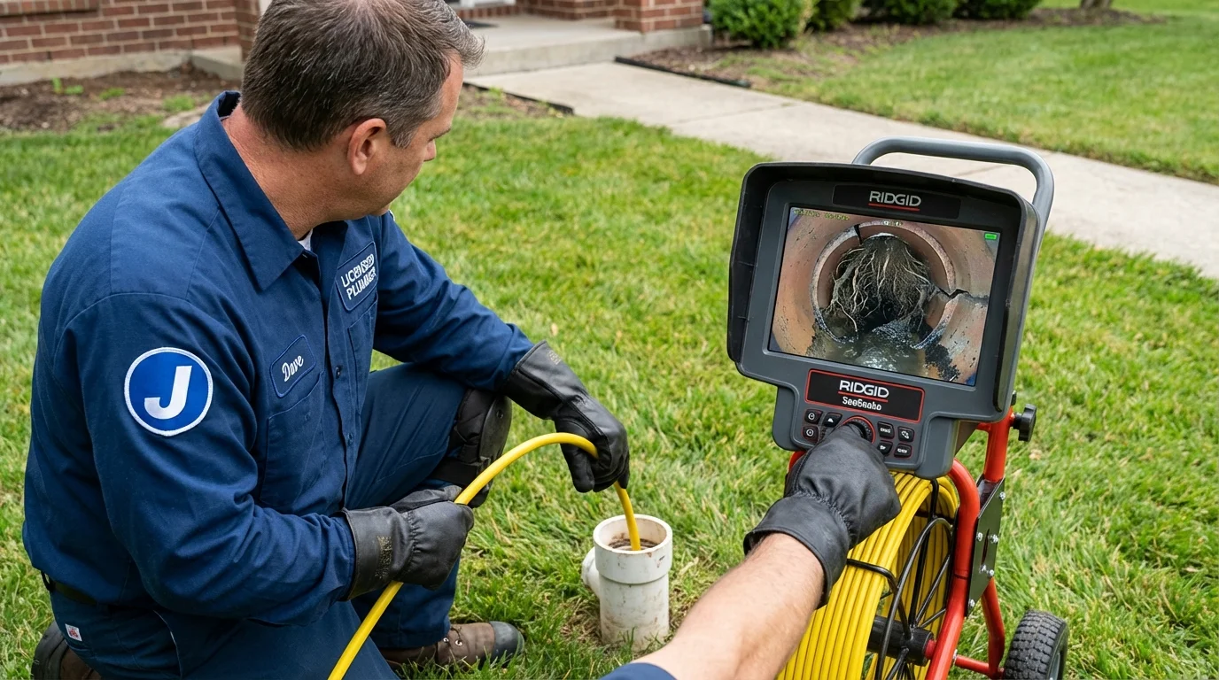 Sewer camera inspection being performed by Johns Plumbing LLC in Beachwood