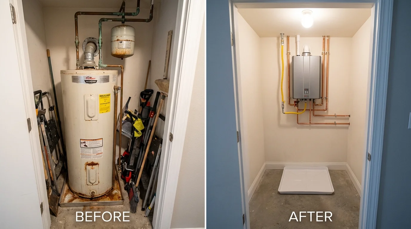 Tank water heater versus wall-mounted tankless unit comparison for Beachwood, NJ homeowners